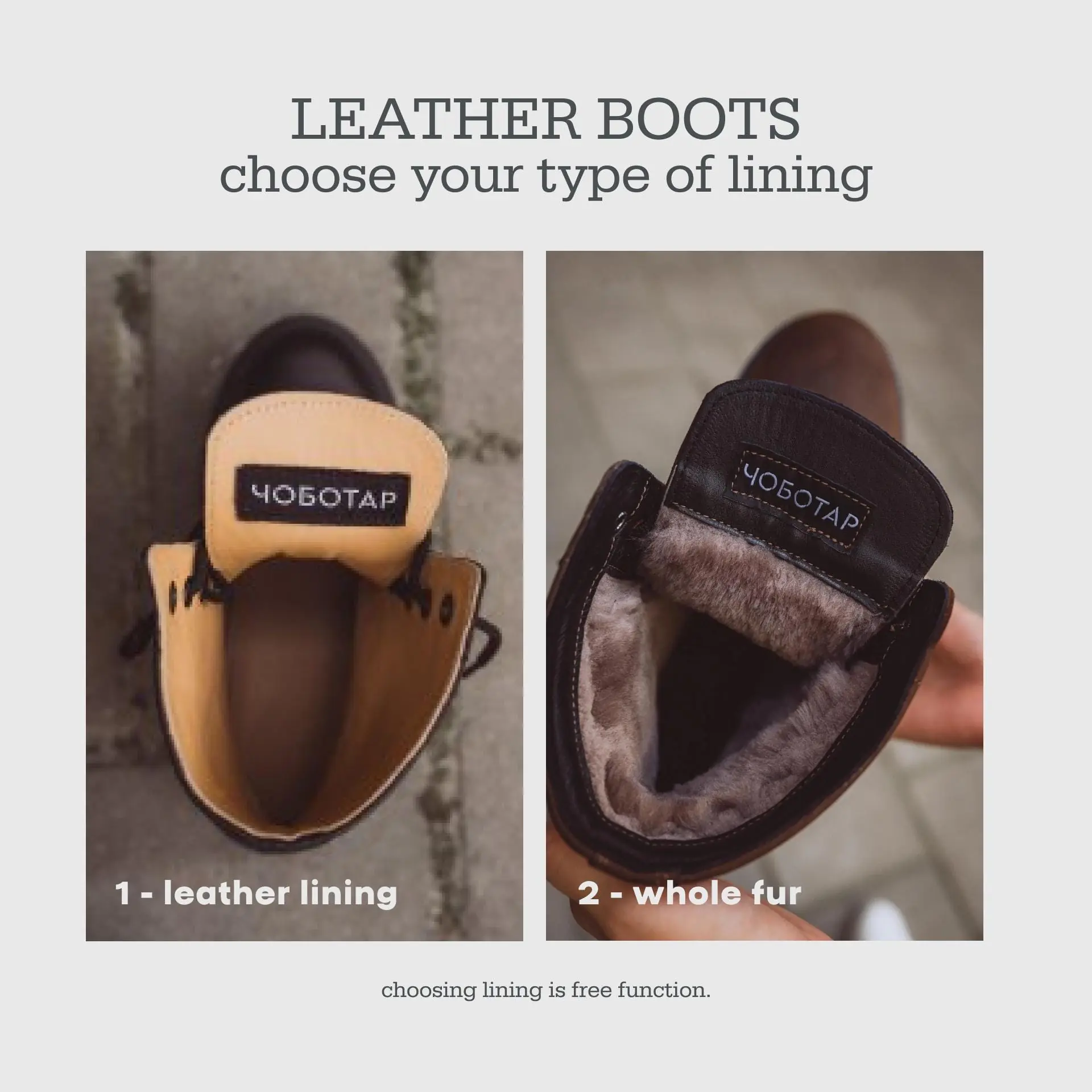 Mens Brown Leather Work Boots Fur Lined Combat