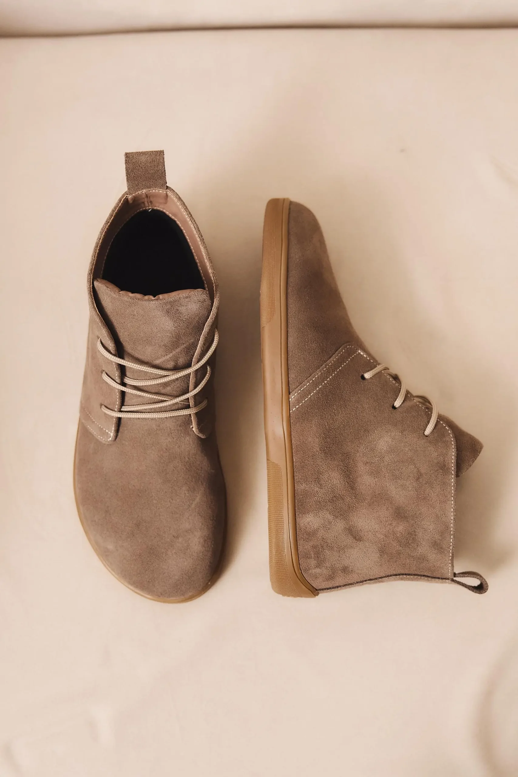Barefoot Boots Gray Suede Ankle Boots With Wide