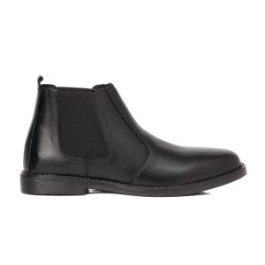Black Leather Chelsea Boots Classic Slipon Style