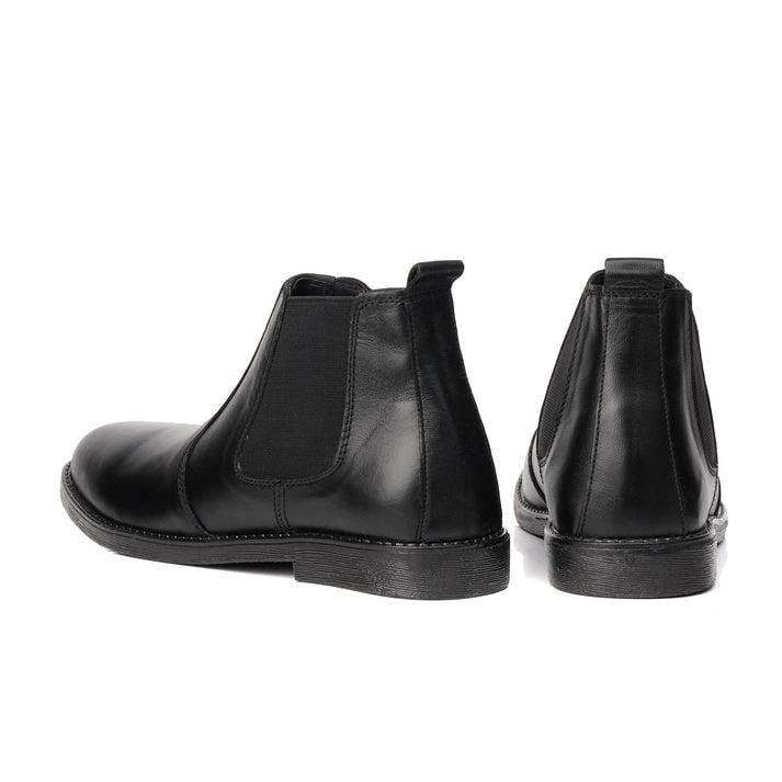 Black Leather Chelsea Boots Classic Slipon Style