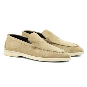 Tan Suede Derby Shoes And Beige Loafers Bella