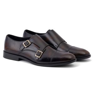 Bella Tread Men's Handcrafted[ Brown Double Monk Strap