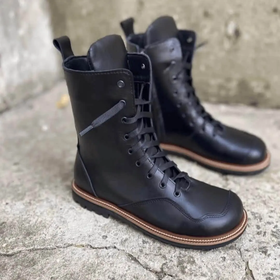 Handmade Red Leather Boots Women Anatomical Lace Up