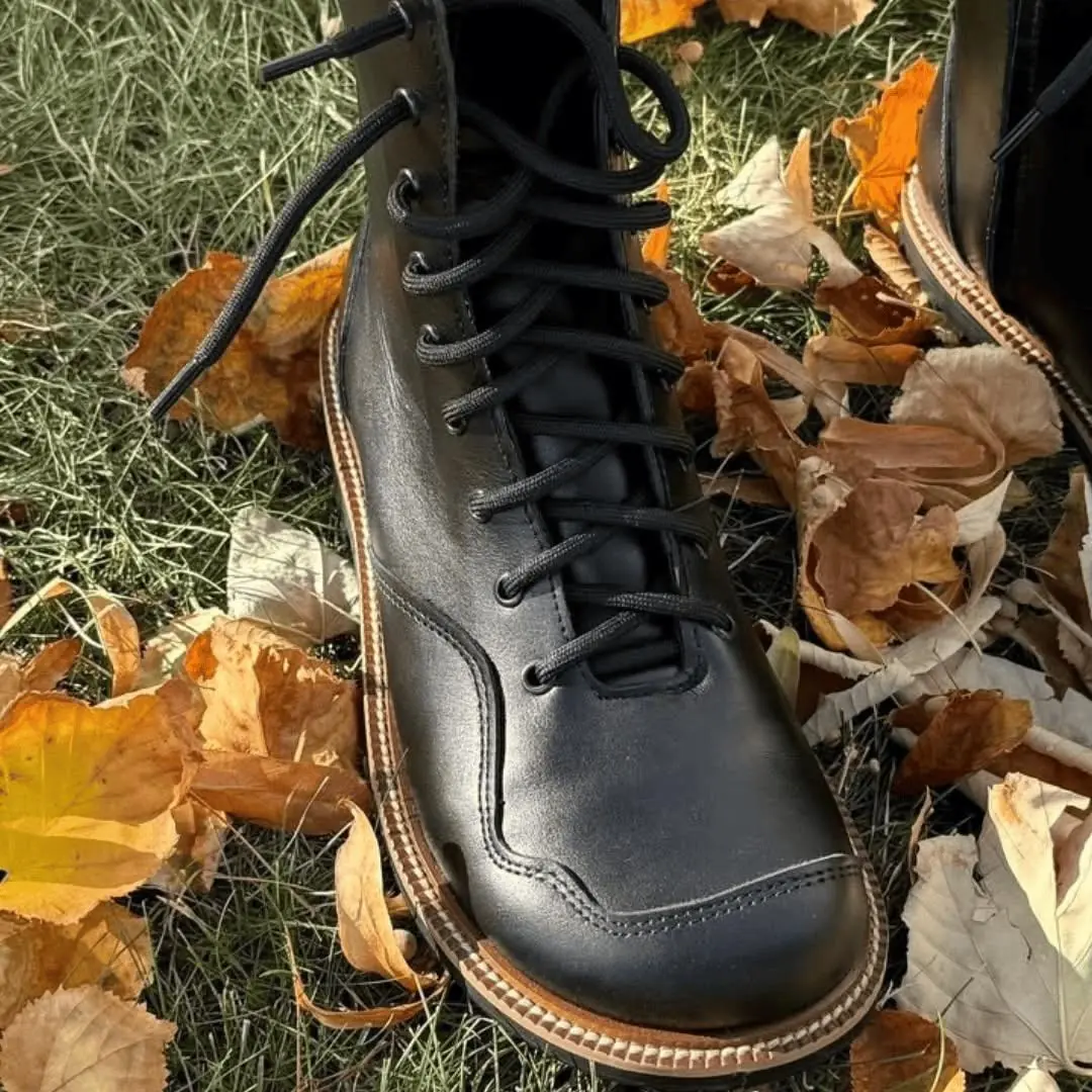 Pastel Leather Combat Boots Women Handmade Two Tone