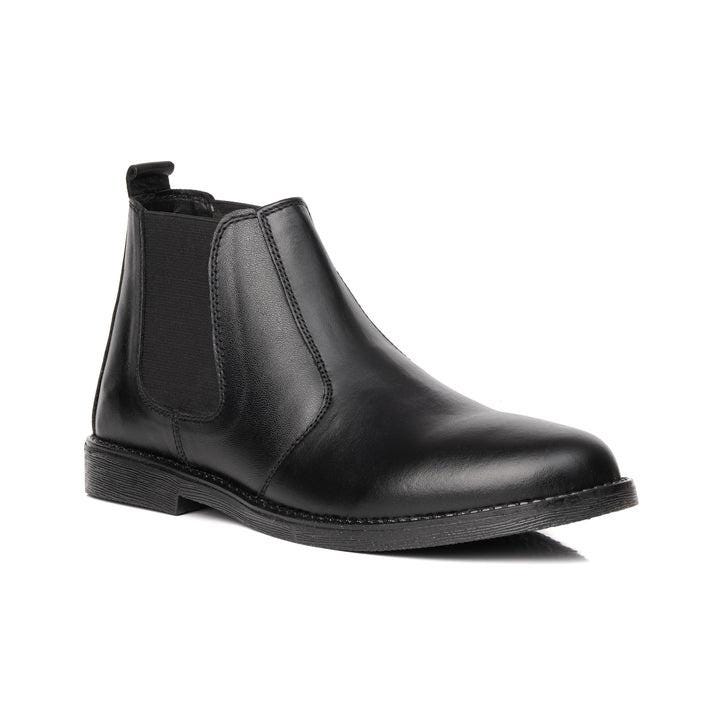 Black Leather Chelsea Boots Classic Slipon Style