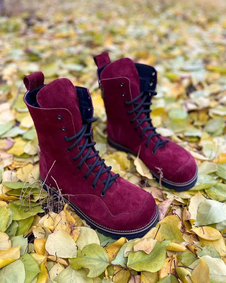 Pastel Leather Combat Boots Women Handmade Two Tone