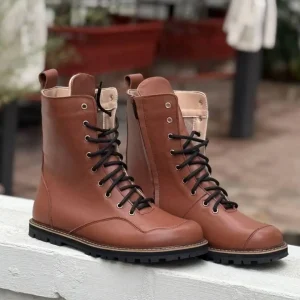 Leopard Print Boots Women Anatomical Lace Up Combat