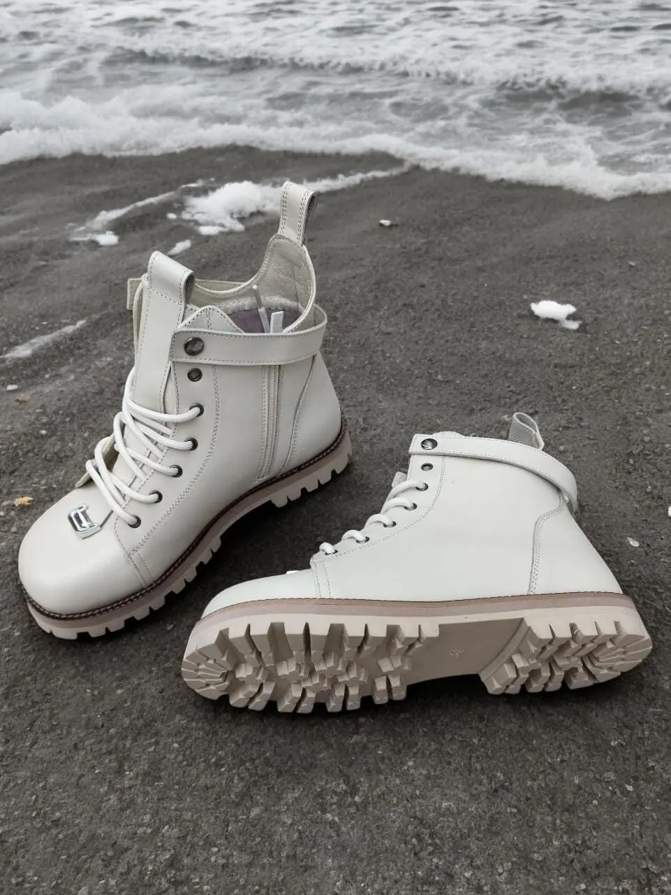 Burgundy Leather Combat Boots For Women Custom Winter